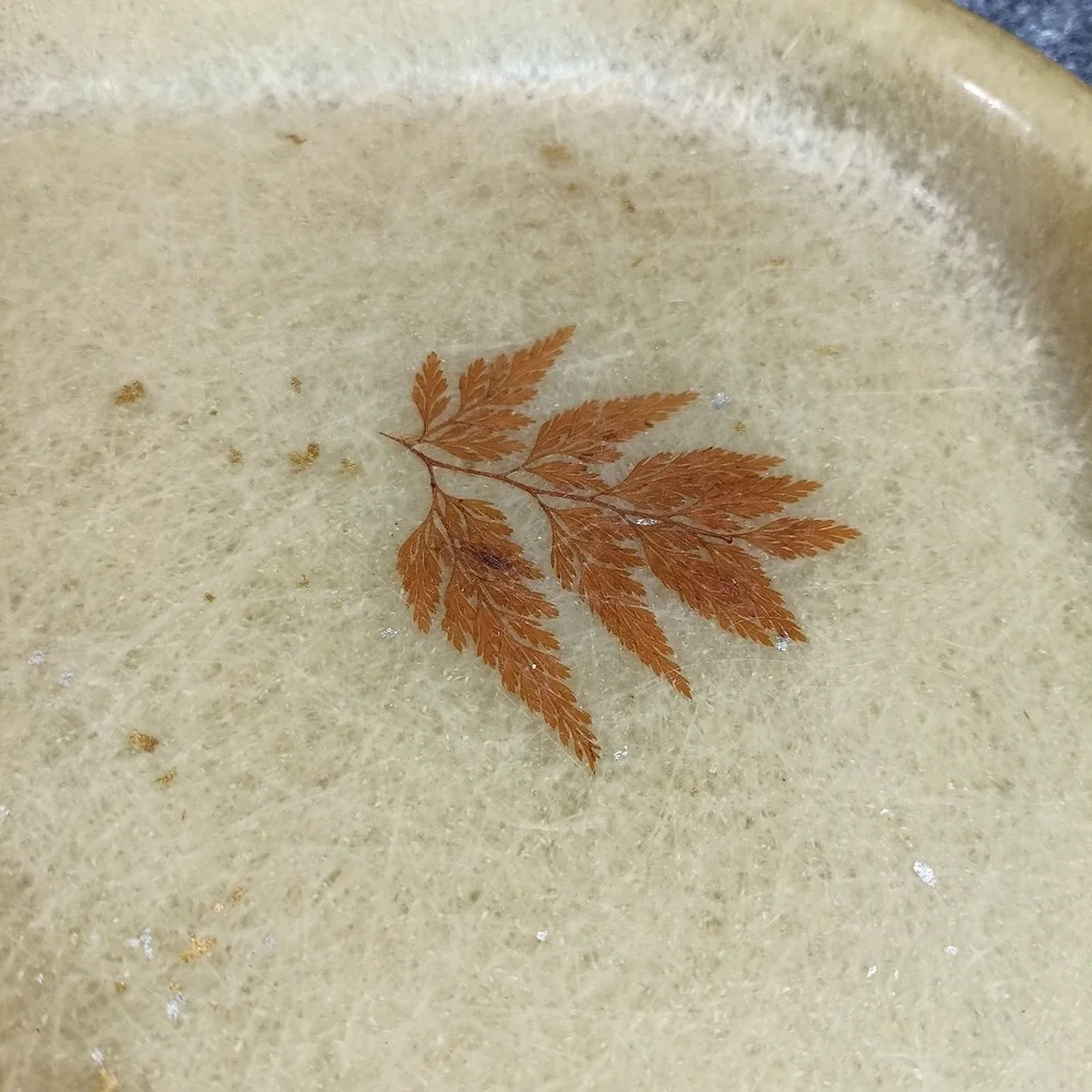 Vintage Fiberglass Serving Tray 14 x 18 Brown Pressed Leaf MCM Autumn Decor
